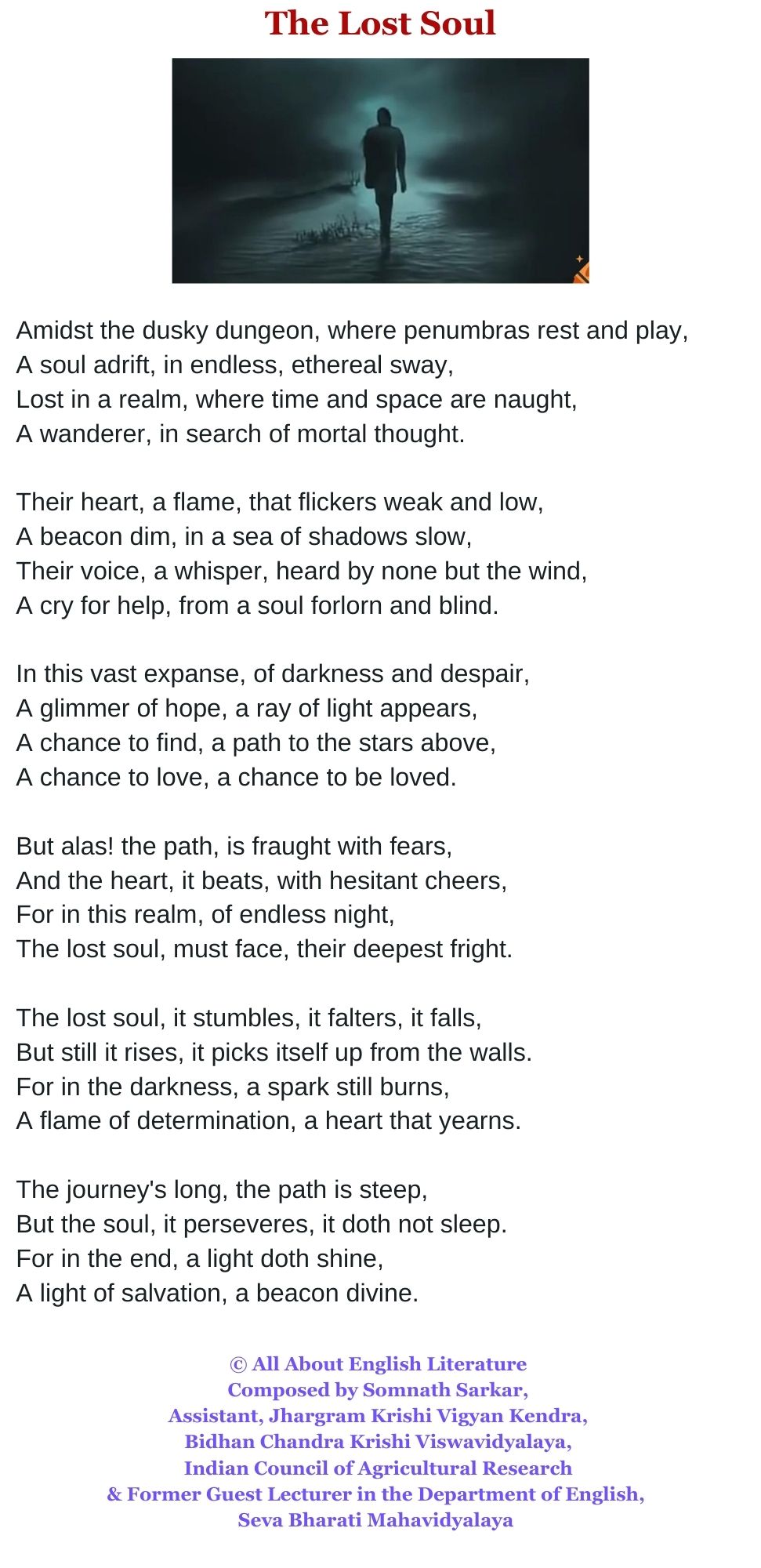 The Lost Soul, a Poem by Somnath Sarkar The Lost Soul, a Poem by Somnath Sarkar
